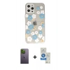 MARSİLYAN™- iPhone 12 Pro Max Kılıf Eksen Asil Prime - Şeffaf Royal Nano Ekran Koruyucu + Neon Fosforlu Kamera Lens - YL