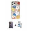 MARSİLYAN™- iPhone 12 Pro Max Kılıf Eksen Asil Prime - Şeffaf Royal Nano Ekran Koruyucu + Neon Fosforlu Kamera Lens - SI