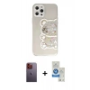 MARSİLYAN™- iPhone 12 Pro Max Kılıf Eksen Asil Prime - Şeffaf Royal Nano Ekran Koruyucu + Neon Fosforlu Kamera Lens - TU