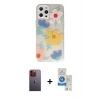 MARSİLYAN™- iPhone 12 Pro Max Kılıf Eksen Asil Prime - Şeffaf Royal Nano Ekran Koruyucu + Neon Fosforlu Kamera Lens - TU