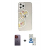MARSİLYAN™- iPhone 12 Pro Max Kılıf Eksen Asil Prime - Şeffaf Royal Nano Ekran Koruyucu + Neon Fosforlu Kamera Lens - TU