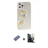 MARSİLYAN™- iPhone 12 Pro Max Kılıf Eksen Asil Prime - Şeffaf Temperli Cam Ekran Koruyucu + Metal Kamera Lens Koruma Cam - GD