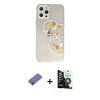 MARSİLYAN™- iPhone 12 Pro Max Kılıf Eksen Asil Prime - Şeffaf Temperli Cam Ekran Koruyucu + Metal Kamera Lens Koruma Cam - GD
