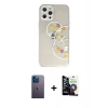 MARSİLYAN™- iPhone 12 Pro Max Kılıf Eksen Asil Prime - Şeffaf Temperli Cam Ekran Koruyucu + Neon Fosforlu Kamera Lens - MI