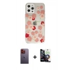MARSİLYAN™- iPhone 12 Pro Max Kılıf Eksen Asil Prime - Şeffaf Temperli Cam Ekran Koruyucu + Neon Fosforlu Kamera Lens - TU