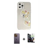 MARSİLYAN™- iPhone 12 Pro Max Kılıf Eksen Asil Prime - Şeffaf Temperli Cam Ekran Koruyucu + Neon Fosforlu Kamera Lens - SI