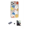 MARSİLYAN™- iPhone 12 Pro Max Kılıf Eksen Asil Prime - Şeffaf Temperli Cam Ekran Koruyucu + Renkli Kamera Lens Koruma Cam - PE