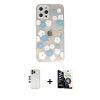 MARSİLYAN™- iPhone 12 Pro Max Kılıf Eksen Asil Prime - Şeffaf Temperli Cam Ekran Koruyucu + Shine Kamera Lens - GD