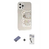 MARSİLYAN™- iPhone 12 Pro Max Kılıf Eksen Asil Prime - Şeffaf Uv Polymer Nano Ekran Koruyucu + Metal Kamera Lens Koruma Cam - GD