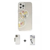 MARSİLYAN™- iPhone 12 Pro Max Kılıf Eksen Asil Prime - Şeffaf Uv Polymer Nano Ekran Koruyucu + Gold Shine Kamera Lens