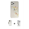 MARSİLYAN™- iPhone 12 Pro Max Kılıf Eksen Asil Prime - Şeffaf Uv Polymer Nano Ekran Koruyucu + Gold Shine Kamera Lens