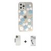 MARSİLYAN™- iPhone 12 Pro Max Kılıf Eksen Asil Prime - Şeffaf Uv Polymer Nano Ekran Koruyucu + Gold Shine Kamera Lens