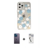 MARSİLYAN™- iPhone 12 Pro Max Kılıf Eksen Asil Prime - Şeffaf Uv Polymer Nano Ekran Koruyucu + Neon Fosforlu Kamera Lens - MI