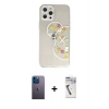 MARSİLYAN™- iPhone 12 Pro Max Kılıf Eksen Asil Prime - Şeffaf Uv Polymer Nano Ekran Koruyucu + Neon Fosforlu Kamera Lens - MI