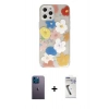 MARSİLYAN™- iPhone 12 Pro Max Kılıf Eksen Asil Prime - Şeffaf Uv Polymer Nano Ekran Koruyucu + Neon Fosforlu Kamera Lens - MI
