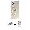 MARSİLYAN™- iPhone 12 Pro Max Kılıf Eksen Asil Prime - Şeffaf Uv Polymer Nano Ekran Koruyucu + Renkli Kamera Lens Koruma Cam - TU