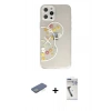 MARSİLYAN™- iPhone 12 Pro Max Kılıf Eksen Asil Prime - Şeffaf Uv Polymer Nano Ekran Koruyucu + Renkli Kamera Lens Koruma Cam - YL