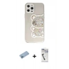 MARSİLYAN™- iPhone 12 Pro Max Kılıf Eksen Asil Prime - Şeffaf Uv Polymer Nano Ekran Koruyucu + Shine Kamera Lens Koruma Cam - MI