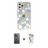 MARSİLYAN™- iPhone 12 Pro Max Kılıf Eksen Asil Prime - Şeffaf Uv Polymer Nano Ekran Koruyucu + Yeşil Neon Fosforlu Kamera Lens