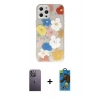 MARSİLYAN™- iPhone 12 Pro Max Kılıf Eksen Asil Prime - Siyah 18D Cam Ekran Koruyucu + Neon Fosforlu Kamera Lens - BZ