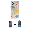 MARSİLYAN™- iPhone 12 Pro Max Kılıf Eksen Asil Prime - Siyah 18D Cam Ekran Koruyucu + Neon Fosforlu Kamera Lens - BZ