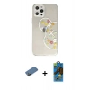 MARSİLYAN™- iPhone 12 Pro Max Kılıf Eksen Asil Prime - Siyah 18D Cam Ekran Koruyucu + Gold Shine Kamera Lens Koruma Cam