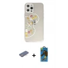 MARSİLYAN™- iPhone 12 Pro Max Kılıf Eksen Asil Prime - Siyah 18D Cam Ekran Koruyucu + Renkli Kamera Lens Koruma Cam - MI