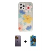 MARSİLYAN™- iPhone 12 Pro Max Kılıf Eksen Asil Prime - Siyah 18D Cam Ekran Koruyucu + Neon Fosforlu Kamera Lens - SI