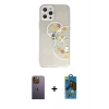 MARSİLYAN™- iPhone 12 Pro Max Kılıf Eksen Asil Prime - Siyah 18D Cam Ekran Koruyucu + Neon Fosforlu Kamera Lens - SI