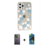 MARSİLYAN™- iPhone 12 Pro Max Kılıf Eksen Asil Prime - Siyah 18D Cam Ekran Koruyucu + Neon Fosforlu Kamera Lens - YL