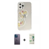 MARSİLYAN™- iPhone 12 Pro Max Kılıf Eksen Asil Prime - Siyah 20D Premium Cam Ekran Koruyucu + Neon Fosforlu Kamera Lens - MI