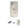 MARSİLYAN™- iPhone 12 Pro Max Kılıf Eksen Asil Prime - Siyah 20D Premium Cam Ekran Koruyucu + Renkli Kamera Lens Koruma Cam - PE