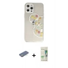 MARSİLYAN™- iPhone 12 Pro Max Kılıf Eksen Asil Prime - Siyah 20D Premium Cam Ekran Koruyucu + Renkli Kamera Lens Koruma Cam - YL