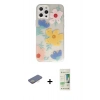 MARSİLYAN™- iPhone 12 Pro Max Kılıf Eksen Asil Prime - Siyah 20D Premium Cam Ekran Koruyucu + Renkli Kamera Lens Koruma Cam - SI