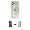 MARSİLYAN™- iPhone 12 Pro Max Kılıf Eksen Asil Prime - Siyah 20D Premium Cam Ekran Koruyucu + Neon Fosforlu Kamera Lens - YL