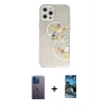 MARSİLYAN™- iPhone 12 Pro Max Kılıf Eksen Asil Prime - Siyah 34D Izgaralı Cam + Neon Fosforlu Kamera Lens - MI