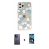 MARSİLYAN™- iPhone 12 Pro Max Kılıf Eksen Asil Prime - Siyah 34D Izgaralı Cam + Neon Fosforlu Kamera Lens - MI