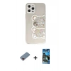 MARSİLYAN™- iPhone 12 Pro Max Kılıf Eksen Asil Prime - Siyah 34D Izgaralı Cam + Metal Kamera Lens Koruma Cam - KI