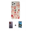MARSİLYAN™- iPhone 12 Pro Max Kılıf Eksen Asil Prime - Siyah 34D Izgaralı Cam + Neon Fosforlu Kamera Lens - TU