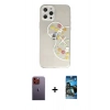 MARSİLYAN™- iPhone 12 Pro Max Kılıf Eksen Asil Prime - Siyah 34D Izgaralı Cam + Neon Fosforlu Kamera Lens - TU