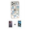 MARSİLYAN™- iPhone 12 Pro Max Kılıf Eksen Asil Prime - Siyah 34D Izgaralı Cam + Neon Fosforlu Kamera Lens - TU