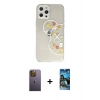 MARSİLYAN™- iPhone 12 Pro Max Kılıf Eksen Asil Prime - Siyah 34D Izgaralı Cam + Neon Fosforlu Kamera Lens - SI