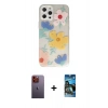 MARSİLYAN™- iPhone 12 Pro Max Kılıf Eksen Asil Prime - Siyah 34D Izgaralı Cam + Neon Fosforlu Kamera Lens - TU