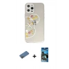 MARSİLYAN™- iPhone 12 Pro Max Kılıf Eksen Asil Prime - Siyah 34D Izgaralı Cam + Shine Kamera Lens Koruma Cam - GD