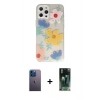 MARSİLYAN™- iPhone 12 Pro Max Kılıf Eksen Asil Prime - Siyah 360 Mat Full Body Arka Koruyucu + Neon Fosforlu Kamera Lens - MI