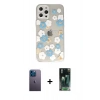MARSİLYAN™- iPhone 12 Pro Max Kılıf Eksen Asil Prime - Siyah 360 Mat Full Body Arka Koruyucu + Neon Fosforlu Kamera Lens - MI
