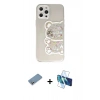 MARSİLYAN™- iPhone 12 Pro Max Kılıf Eksen Asil Prime - Siyah 3D Antistatik Cam Ekran Koruyucu + Shine Kamera Lens Koruma Cam - GS