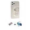 MARSİLYAN™- iPhone 12 Pro Max Kılıf Eksen Asil Prime - Siyah 3D Antistatik Cam Ekran Koruyucu + Shine Kamera Lens Koruma Cam - SABE