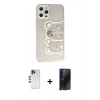 MARSİLYAN™- iPhone 12 Pro Max Kılıf Eksen Asil Prime - Siyah 3D Antistatik Hayalet Cam Ekran Koruyucu + Gold Shine Kamera Lens