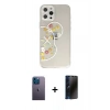 MARSİLYAN™- iPhone 12 Pro Max Kılıf Eksen Asil Prime - Siyah 3D Antistatik Hayalet Cam Ekran Koruyucu + Neon Fosforlu Kamera Lens - MI